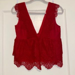 Topshop Lace Deep-V Crop Top